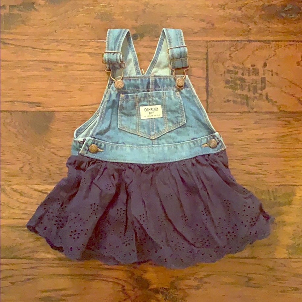 OskKosh Overalls Blue Eyelet Skirt Size 18 months